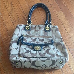 Coach Brown and Tan Signature Tote Bag